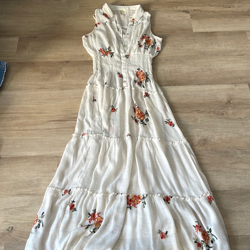 Anthropologie Fig and Flower Bohemian Sleeveless Collar Floral Dress Sz M